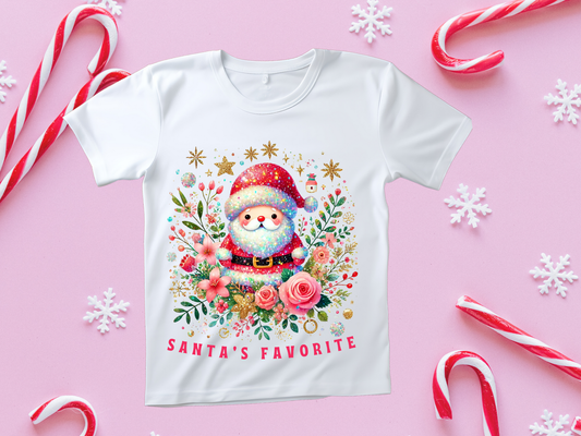 Camiseta con flores rosas favoritas de Papá Noel
