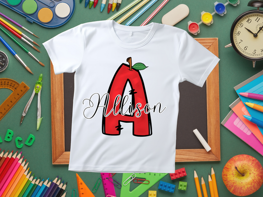 Camiseta personalizada con nombre del alfabeto