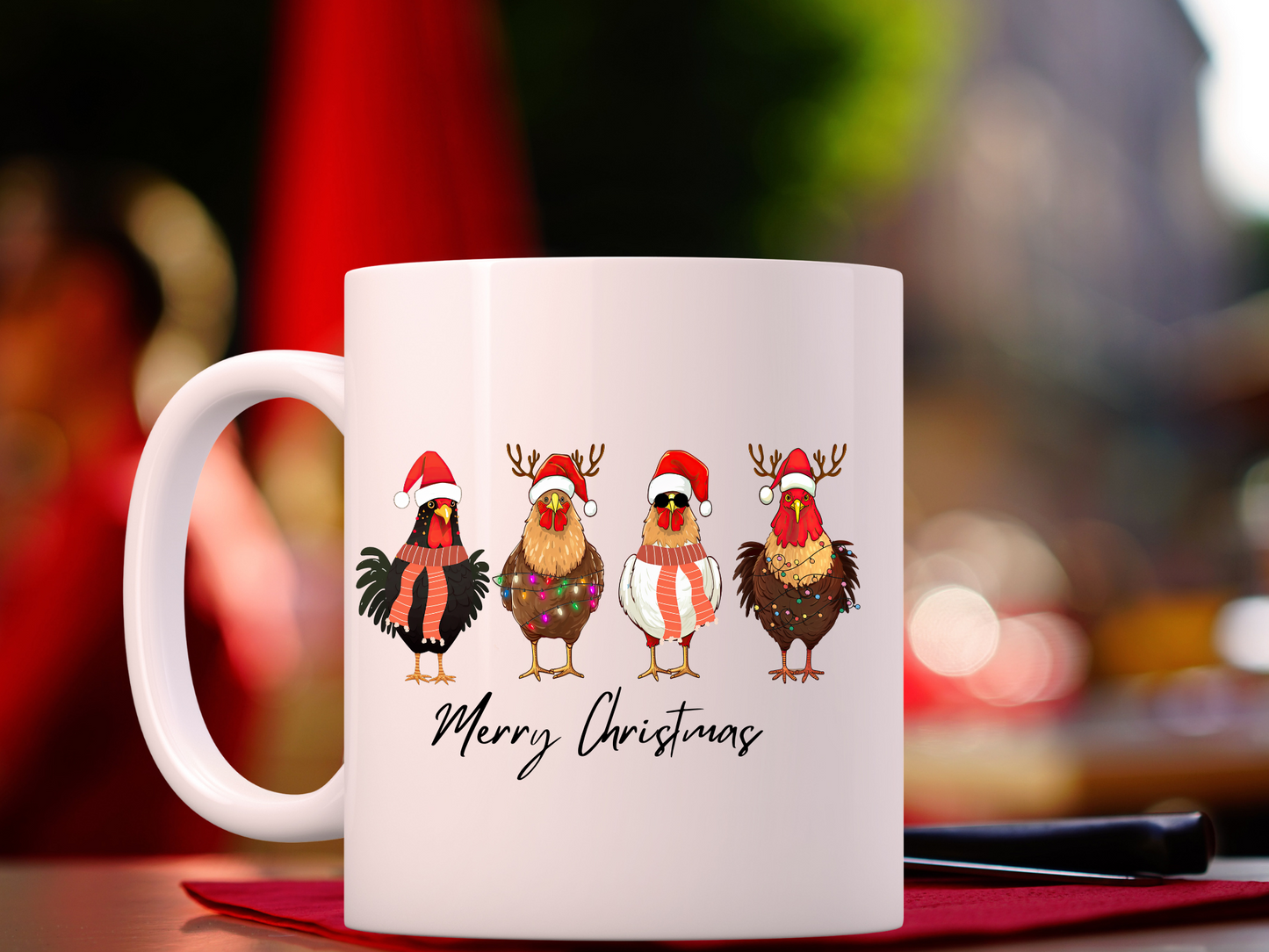 Merry Chicken Christmas Mug