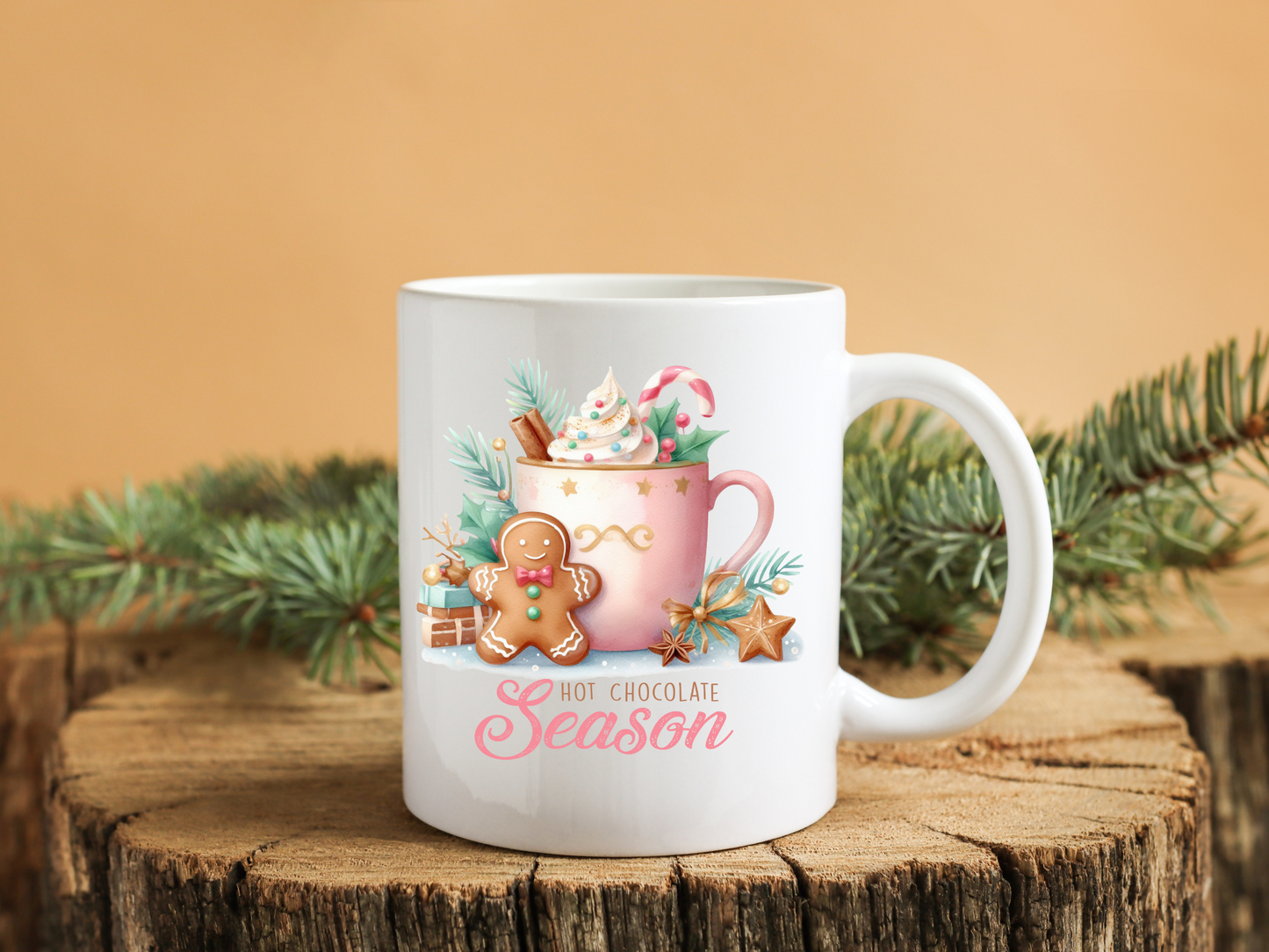 Pink Hot Chocolate Season Christmas Mug