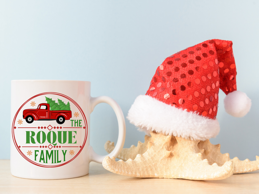 Red Truck Family Customized Christmas Mug