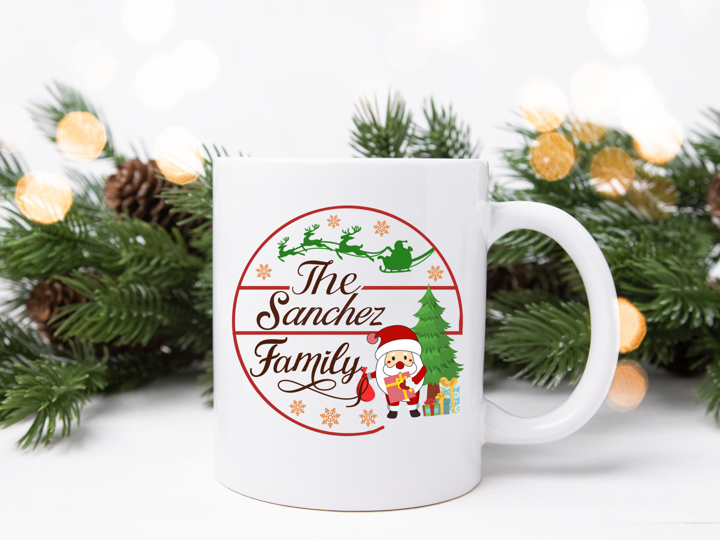 Taza navideña personalizada familiar