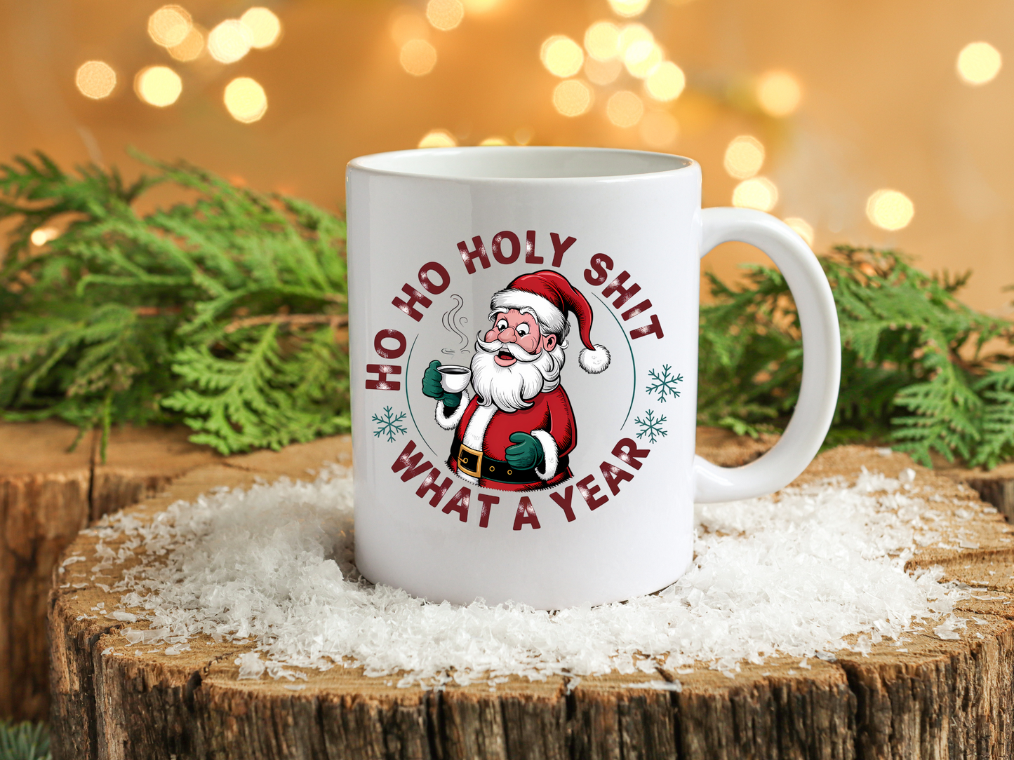 Santa What A Year Christmas Mug