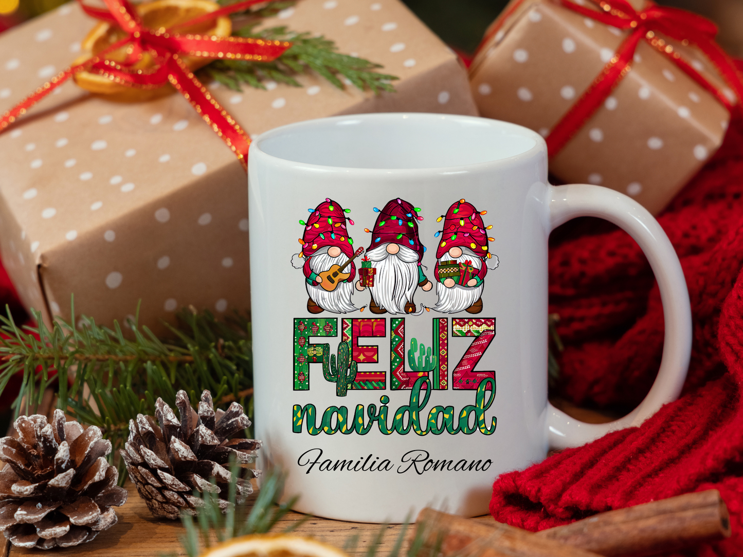 Taza Personalizada Feliz Navidad Gnomos