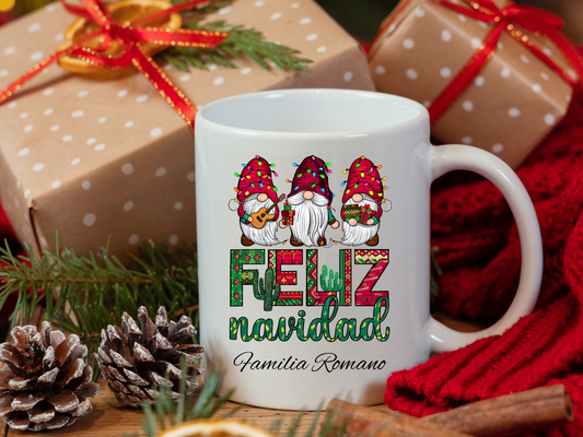 Taza Personalizada Feliz Navidad Gnomos