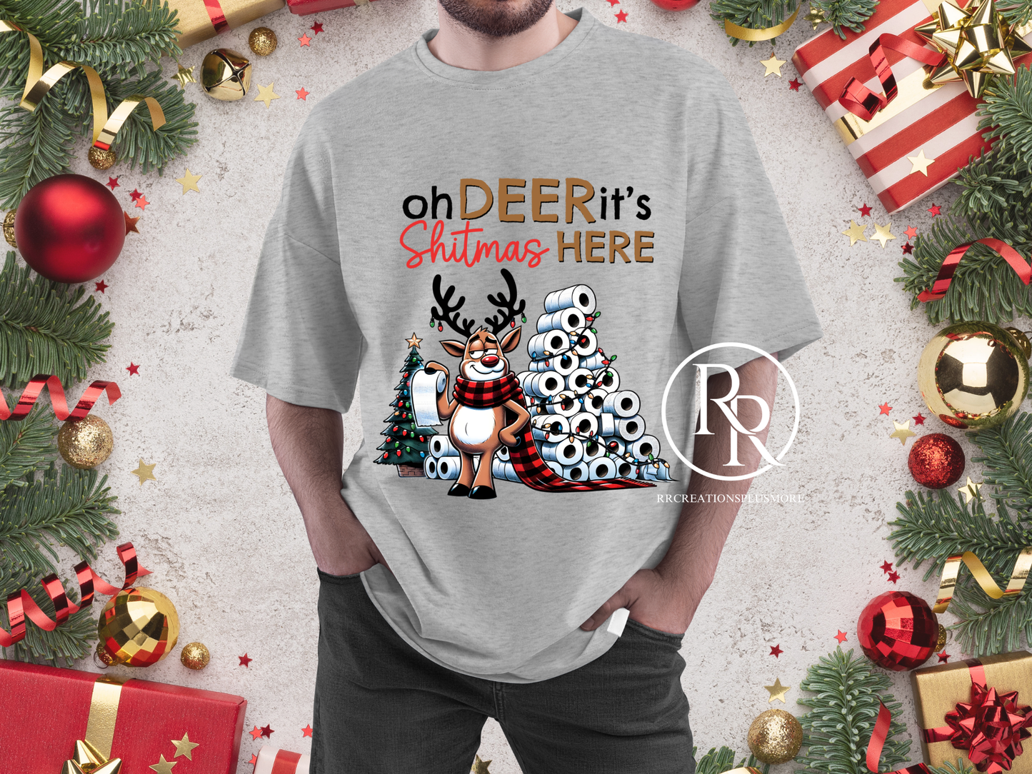 Camiseta navideña de ciervo OH