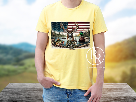 Camiseta de exterior con bandera estadounidense