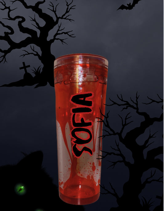 Vaso de plástico con goteo de sangre personalizado