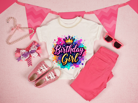 Colorful Birthday Girl T-shirt