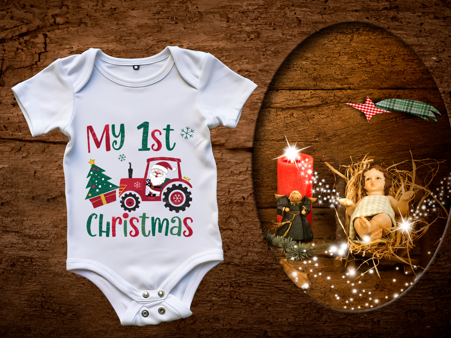 Tractor First Christmas Bodysuit