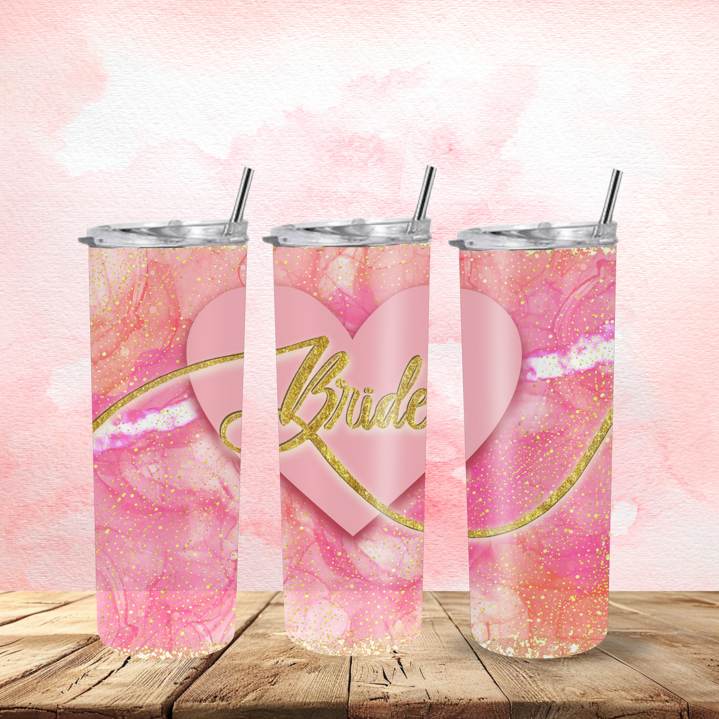 Pink Heart Bride Tumbler