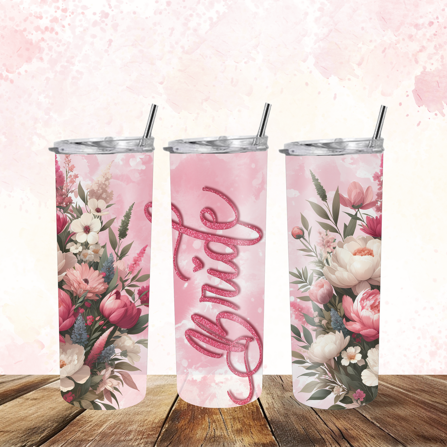 Pink Bride with Flowers Tumbler