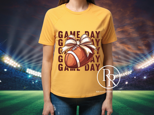 Game Day Football Bow T-shirt