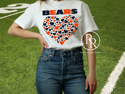 Chicago Bears Blue and Orange Heart T-shirt