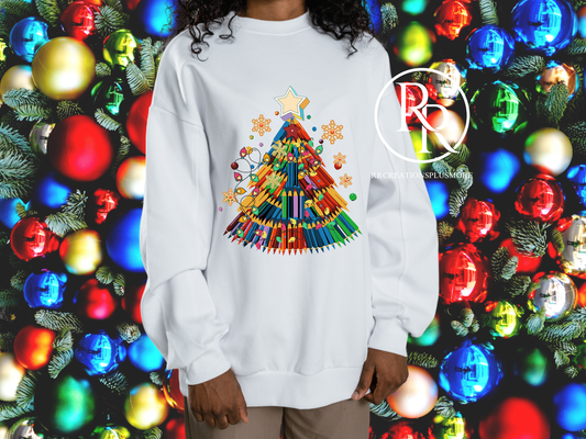 Teacher Color Pencil Tree Sweater