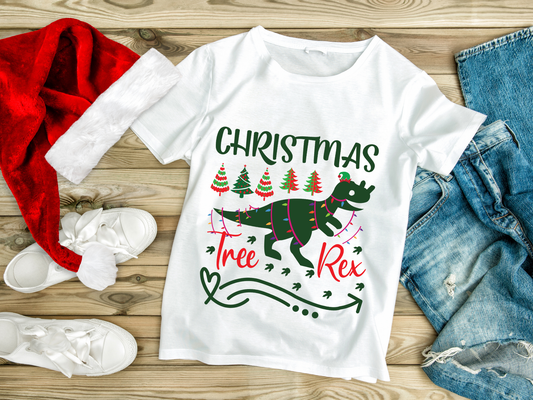 Camiseta con el árbol de Navidad y el rex