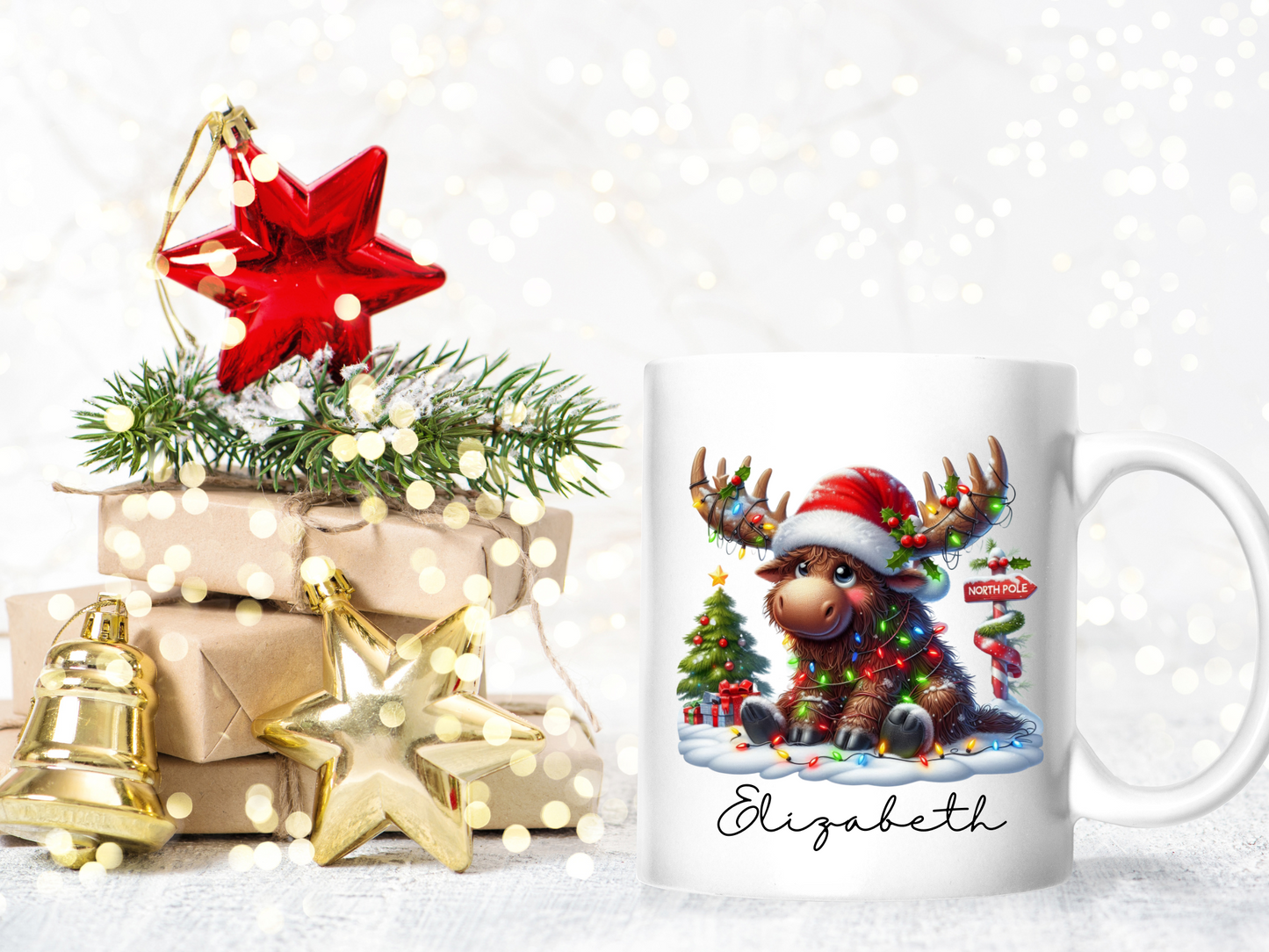 Cute Moose Customized Christmas Mug