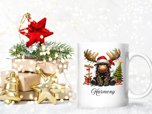 Cute Moose Customized Christmas Mug