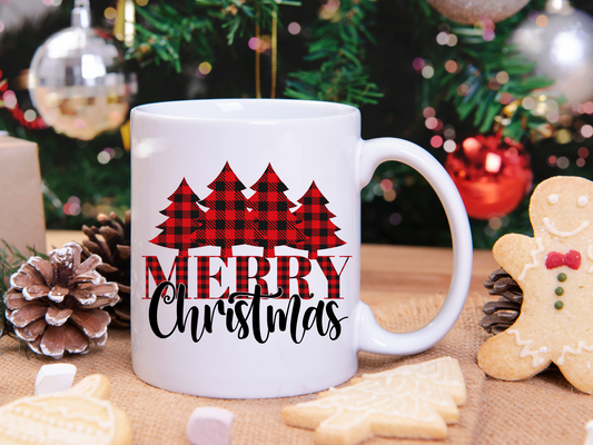 Taza con árboles de Navidad