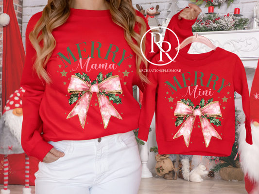 Merry Mama and Mini Bow Christmas Sweater