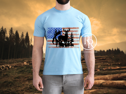 American Flag Deer T-shirt