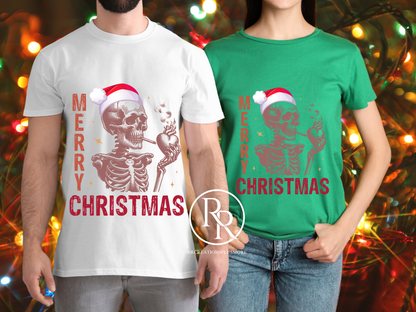 Camiseta de calavera con feliz navidad