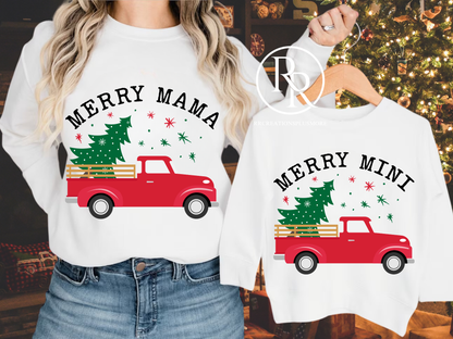 Merry Mama and Mini Christmas Truck Sweater