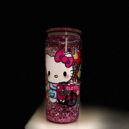 Vaso de cristal con forma de elote de Hello Kitty