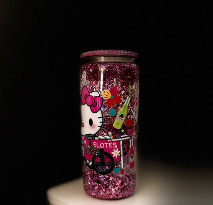 Vaso de cristal con forma de elote de Hello Kitty